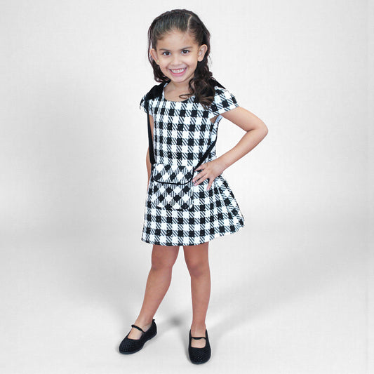 VESTIDO CUADROS CON BOLSO