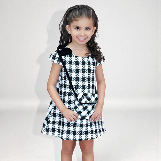 VESTIDO CUADROS CON BOLSO