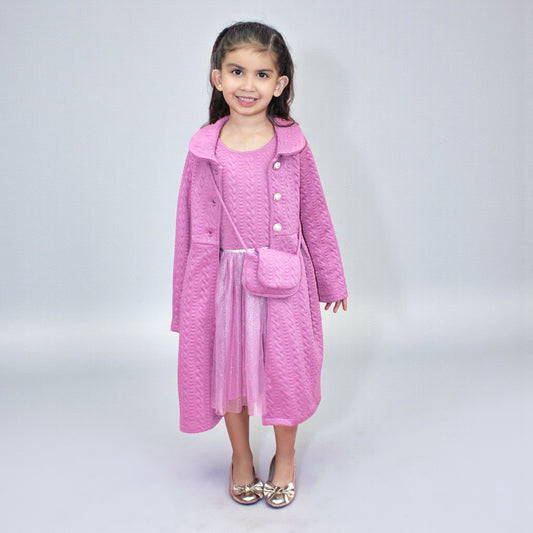 VESTIDO CON ABRIGO Y BOLSO