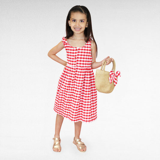 VESTIDO CUADROS CON BOLSO