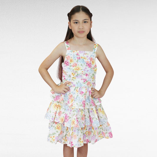 VESTIDO FLORAL CON MOÑO