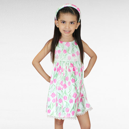 VESTIDO PETALOS CON DIADEMA