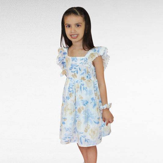VESTIDO FLOREADO CON CEPILLO Y ACC PARA CABELLO