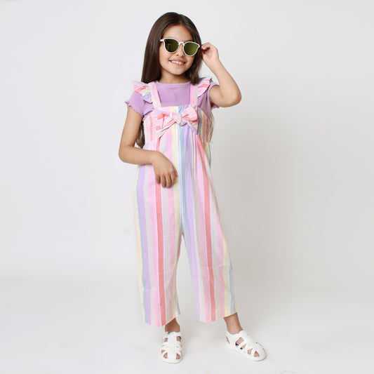 SET NIÑA VESTIDO TIPO OVEROL 3PZAS