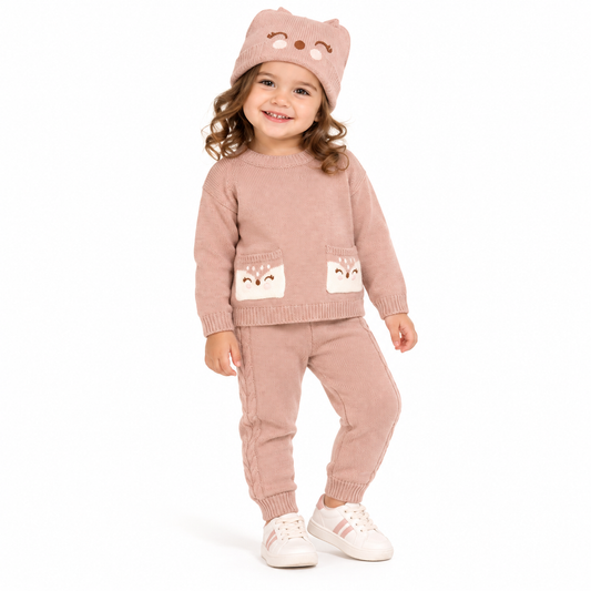 CONJUNTO TEJIDO CON GORRO OSITO