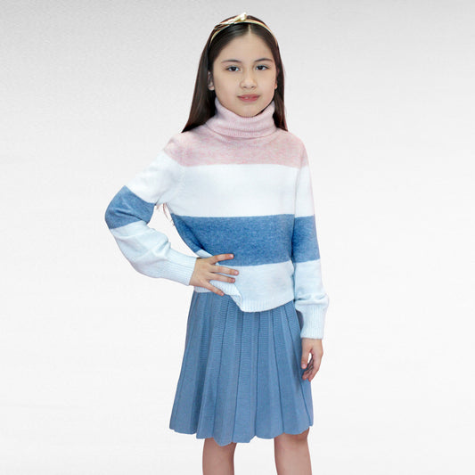 CONJUNTO FALDA TEJIDA Y SWEATER LINEAS