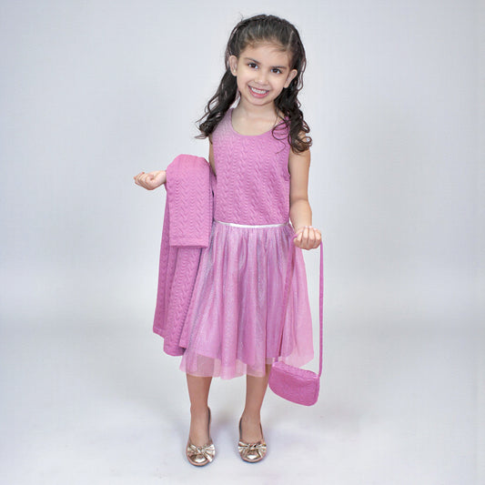 VESTIDO CON ABRIGO Y BOLSO