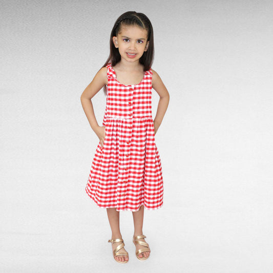 VESTIDO CUADROS CON BOLSO